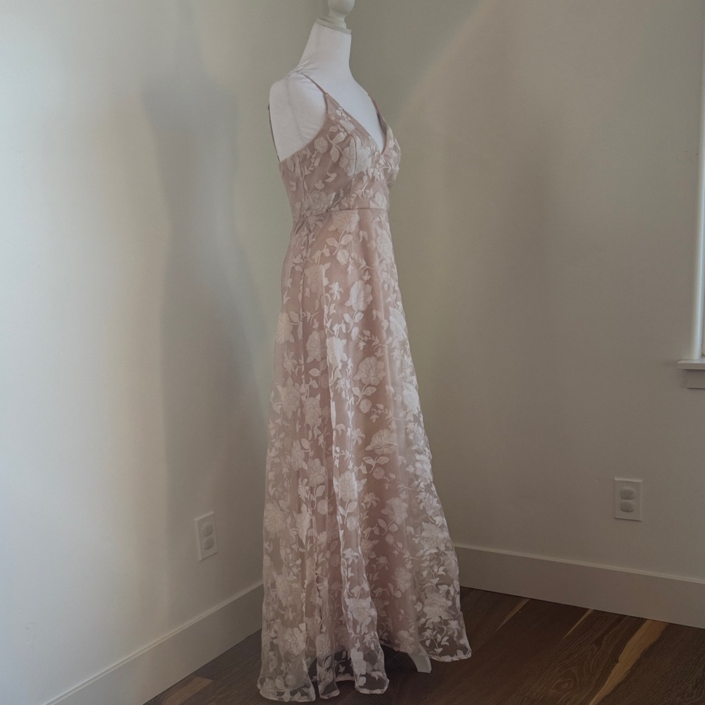 Lulu's Elegant Floral Lace Maxi Dress in Blush